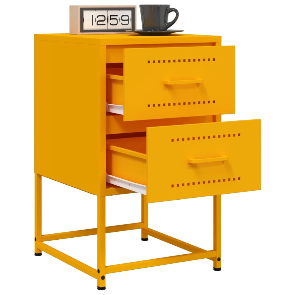 vidaXL Bedside Cabinets 2 pcs Mustard Yellow 36x39x60.5 cm Steel 4