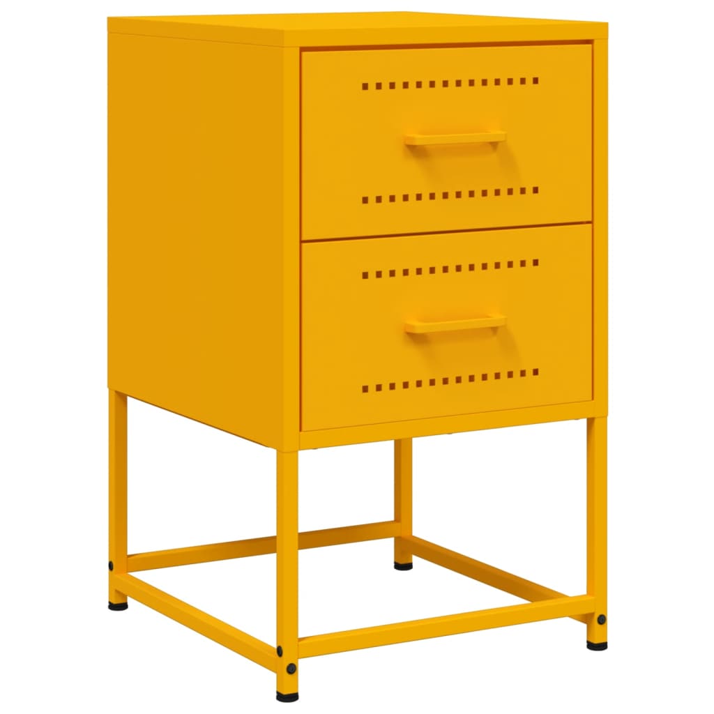 vidaXL Bedside Cabinets 2 pcs Mustard Yellow 36x39x60.5 cm Steel 5