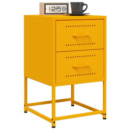 vidaXL Bedside Cabinets 2 pcs Mustard Yellow 36x39x60.5 cm Steel 1