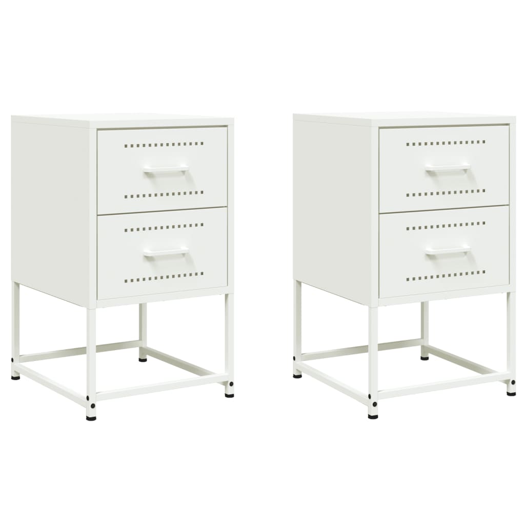 vidaXL Bedside Cabinets 2 pcs White 36x39x60.5 cm Steel 2