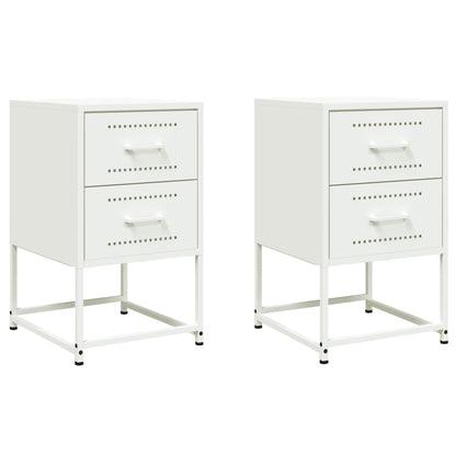 vidaXL Bedside Cabinets 2 pcs White 36x39x60.5 cm Steel 2