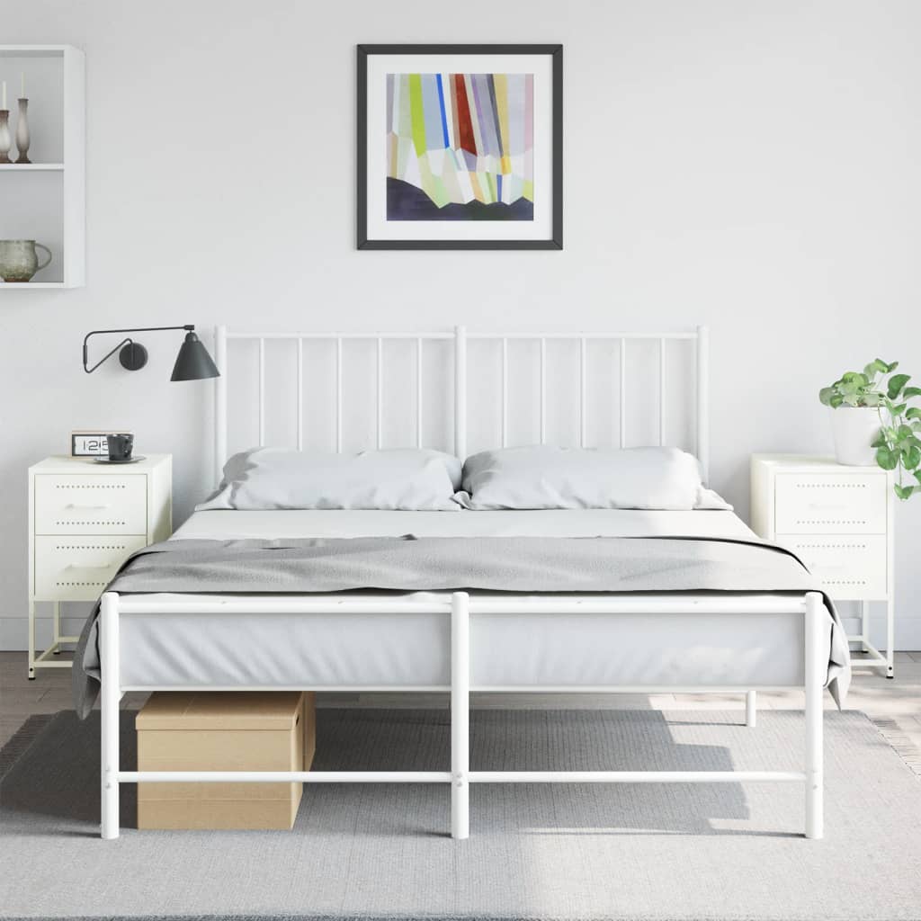 vidaXL Bedside Cabinets 2 pcs White 36x39x60.5 cm Steel 3