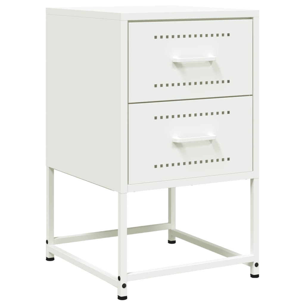 vidaXL Bedside Cabinets 2 pcs White 36x39x60.5 cm Steel 6