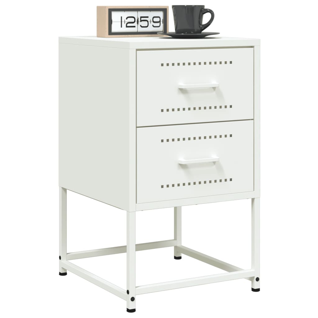 vidaXL Bedside Cabinets 2 pcs White 36x39x60.5 cm Steel 1