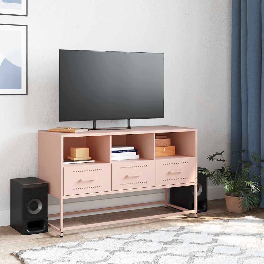 vidaXL TV Cabinet Pink 100.5x39x60.5 cm Steel 3