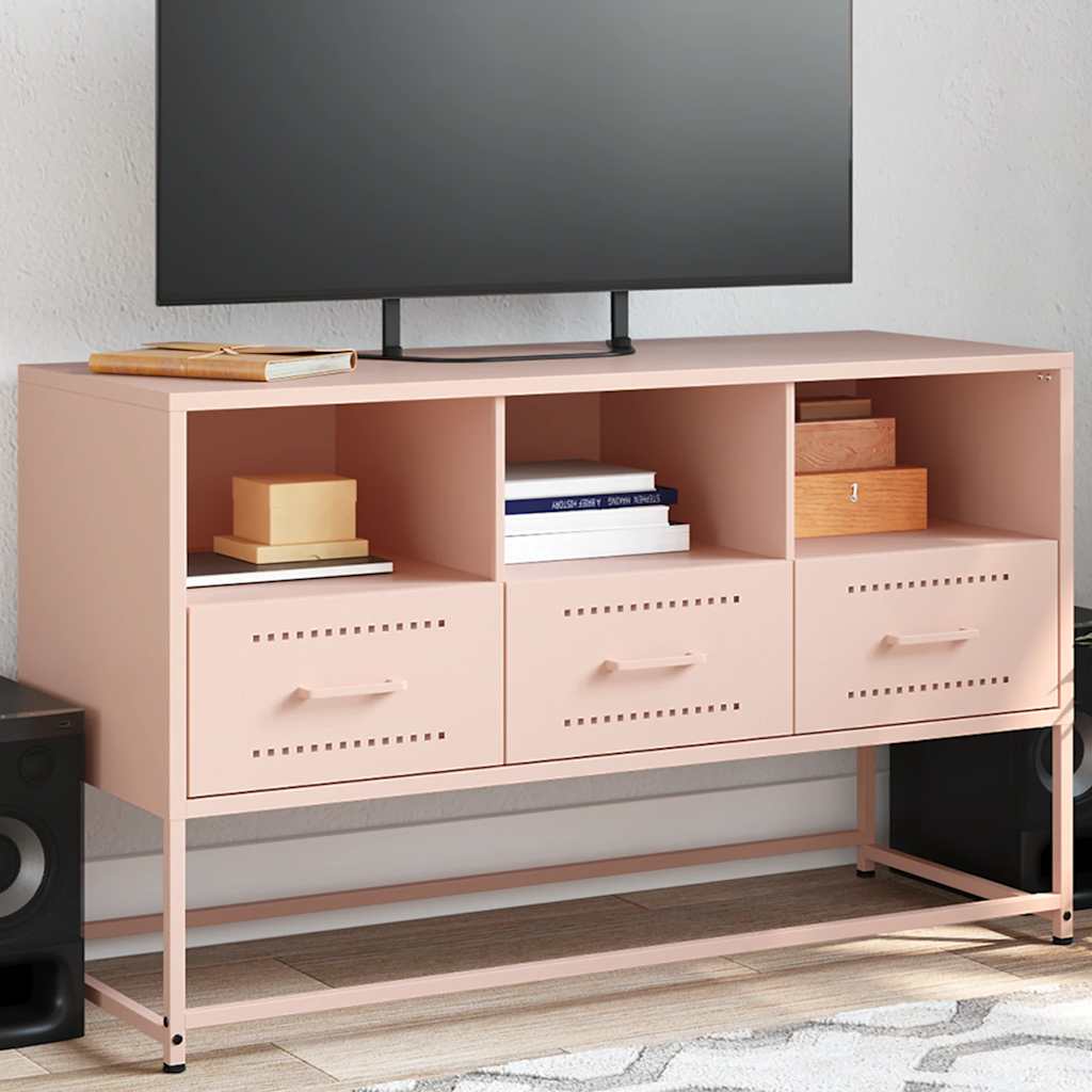 vidaXL TV Cabinet Pink 100.5x39x60.5 cm Steel 1