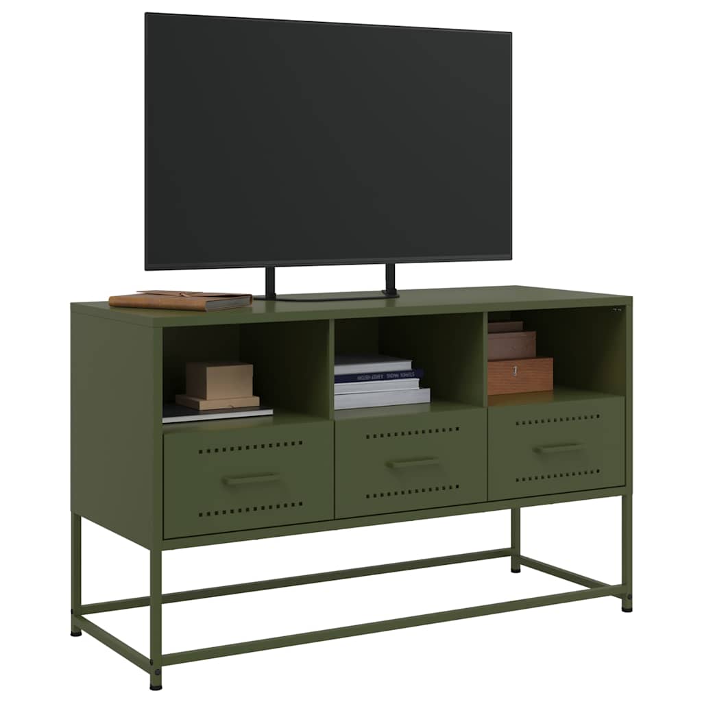 vidaXL TV Cabinet Olive Green 100.5x39x60.5 cm Steel 4