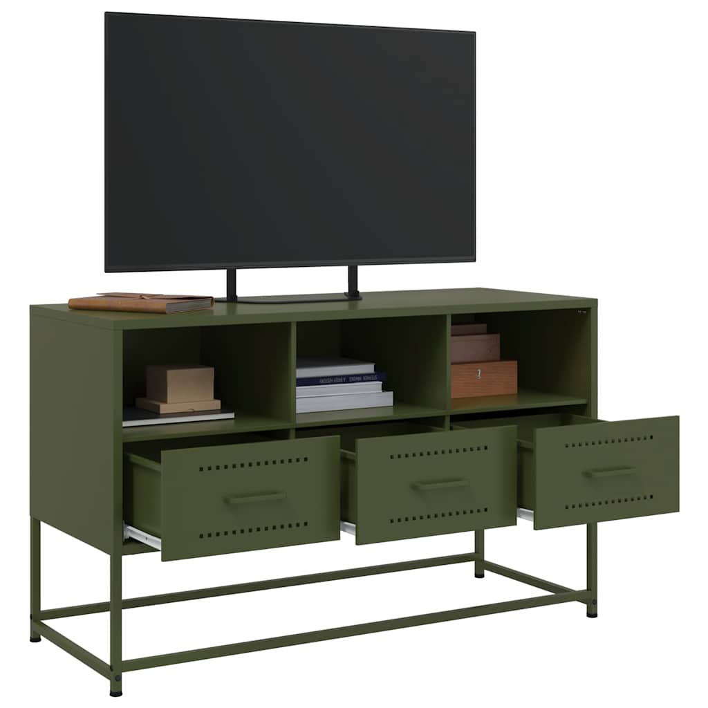 vidaXL TV Cabinet Olive Green 100.5x39x60.5 cm Steel 5