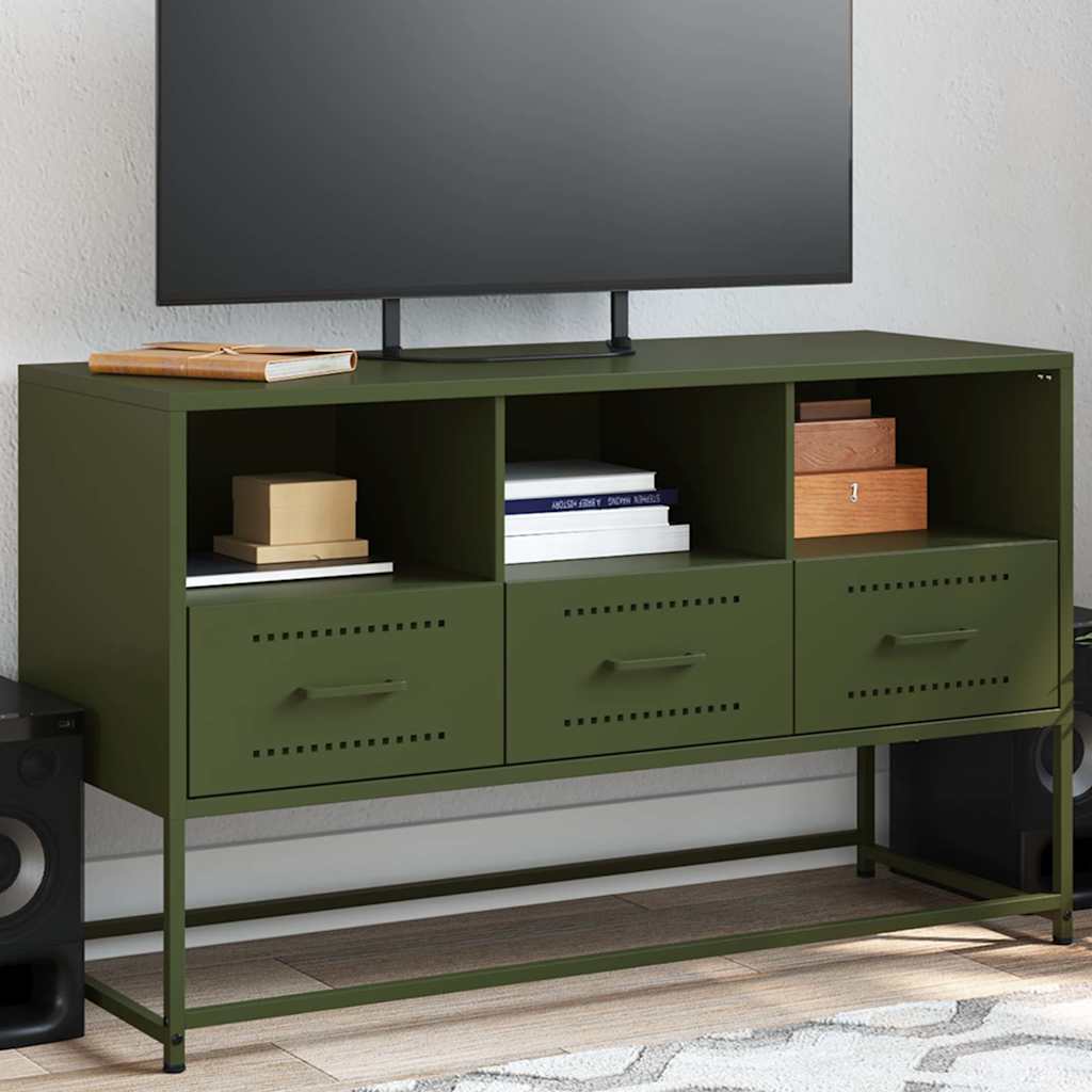 vidaXL TV Cabinet Olive Green 100.5x39x60.5 cm Steel 1