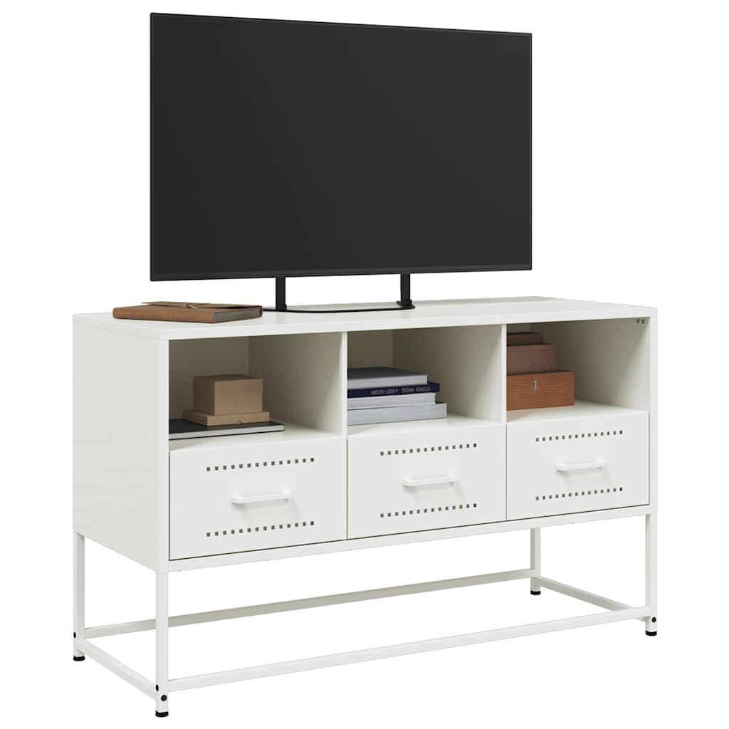 vidaXL TV Cabinet White 100.5x39x60.5 cm Steel 4
