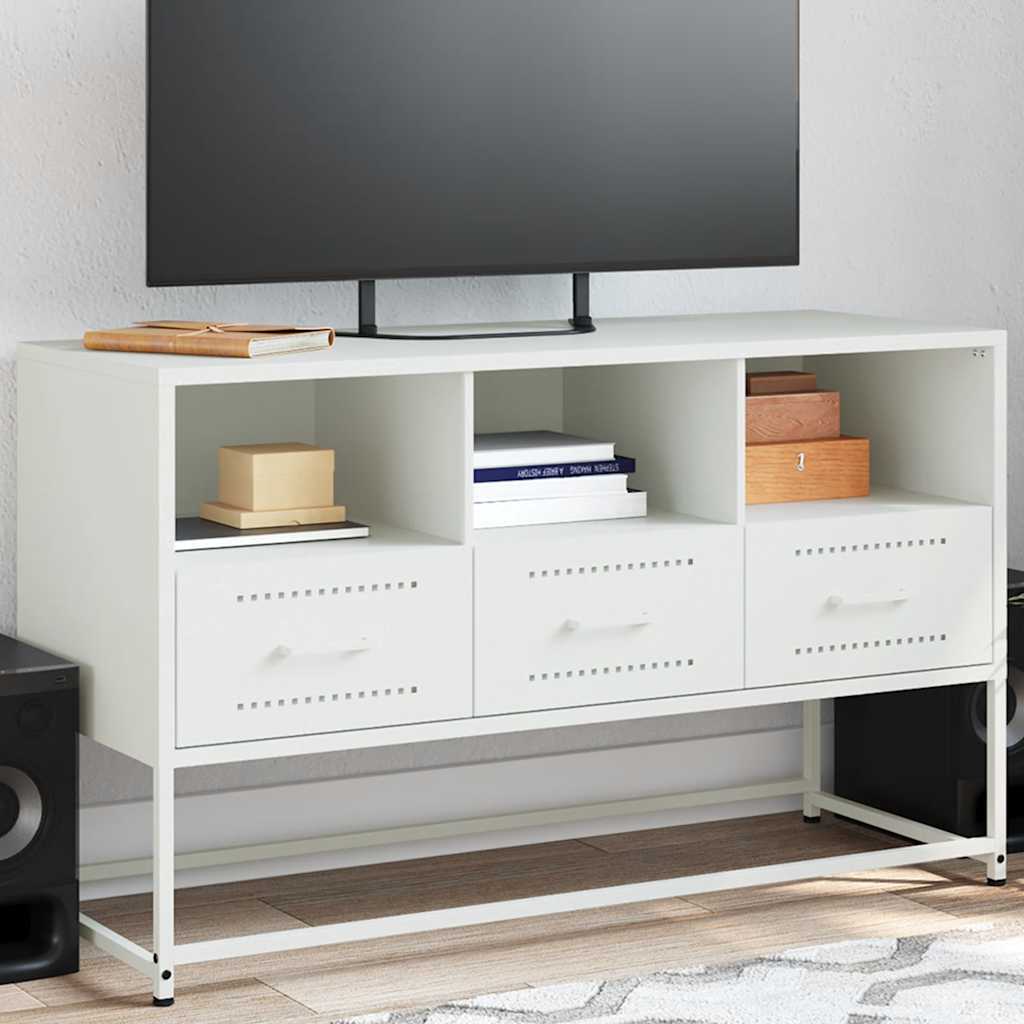 vidaXL TV Cabinet White 100.5x39x60.5 cm Steel 1