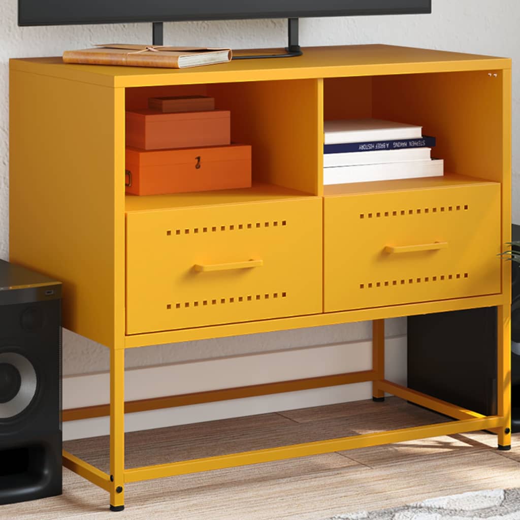 vidaXL TV Cabinet Mustard Yellow 68x39x60.5 cm Steel 1