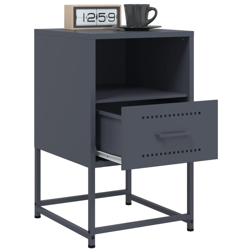 vidaXL Bedside Cabinet Anthracite 36x39x60.5 cm Steel 4