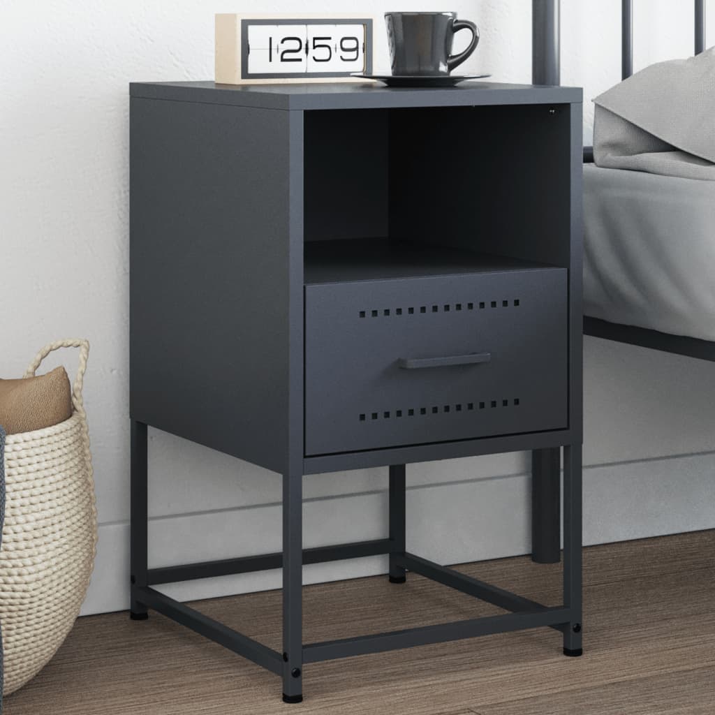 vidaXL Bedside Cabinet Anthracite 36x39x60.5 cm Steel 1