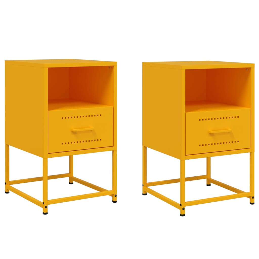 vidaXL Bedside Cabinets 2 pcs Mustard Yellow 36x39x60.5 cm Steel 2
