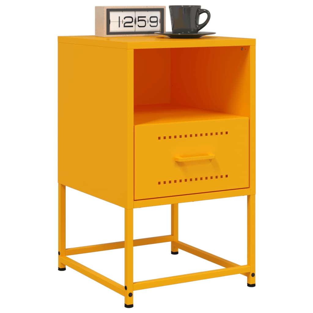 vidaXL Bedside Cabinets 2 pcs Mustard Yellow 36x39x60.5 cm Steel 3