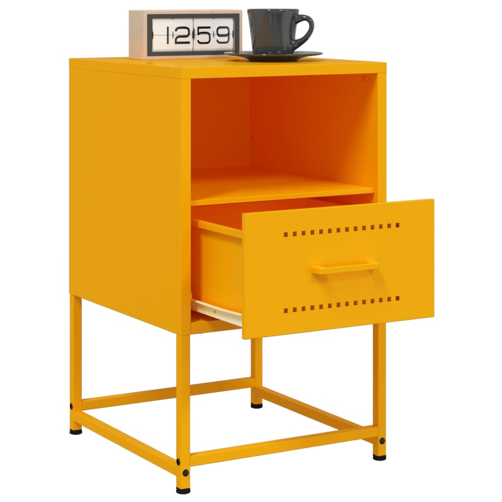 vidaXL Bedside Cabinets 2 pcs Mustard Yellow 36x39x60.5 cm Steel 4