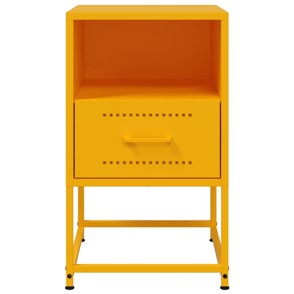 vidaXL Bedside Cabinets 2 pcs Mustard Yellow 36x39x60.5 cm Steel 5