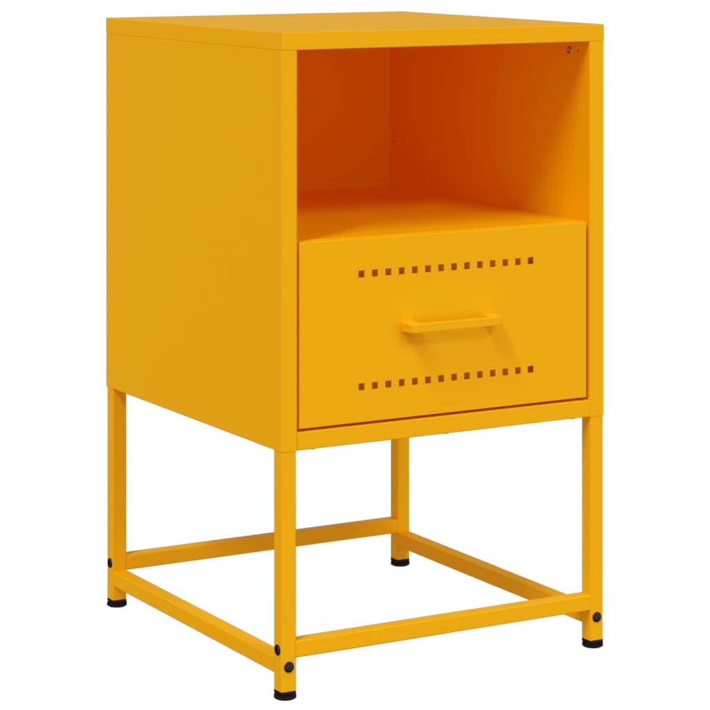 vidaXL Bedside Cabinets 2 pcs Mustard Yellow 36x39x60.5 cm Steel 6