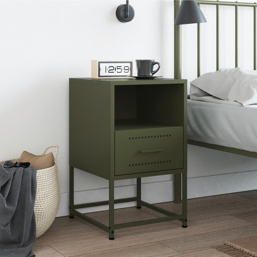 vidaXL Bedside Cabinet Olive Green 36x39x60.5 cm Steel 3