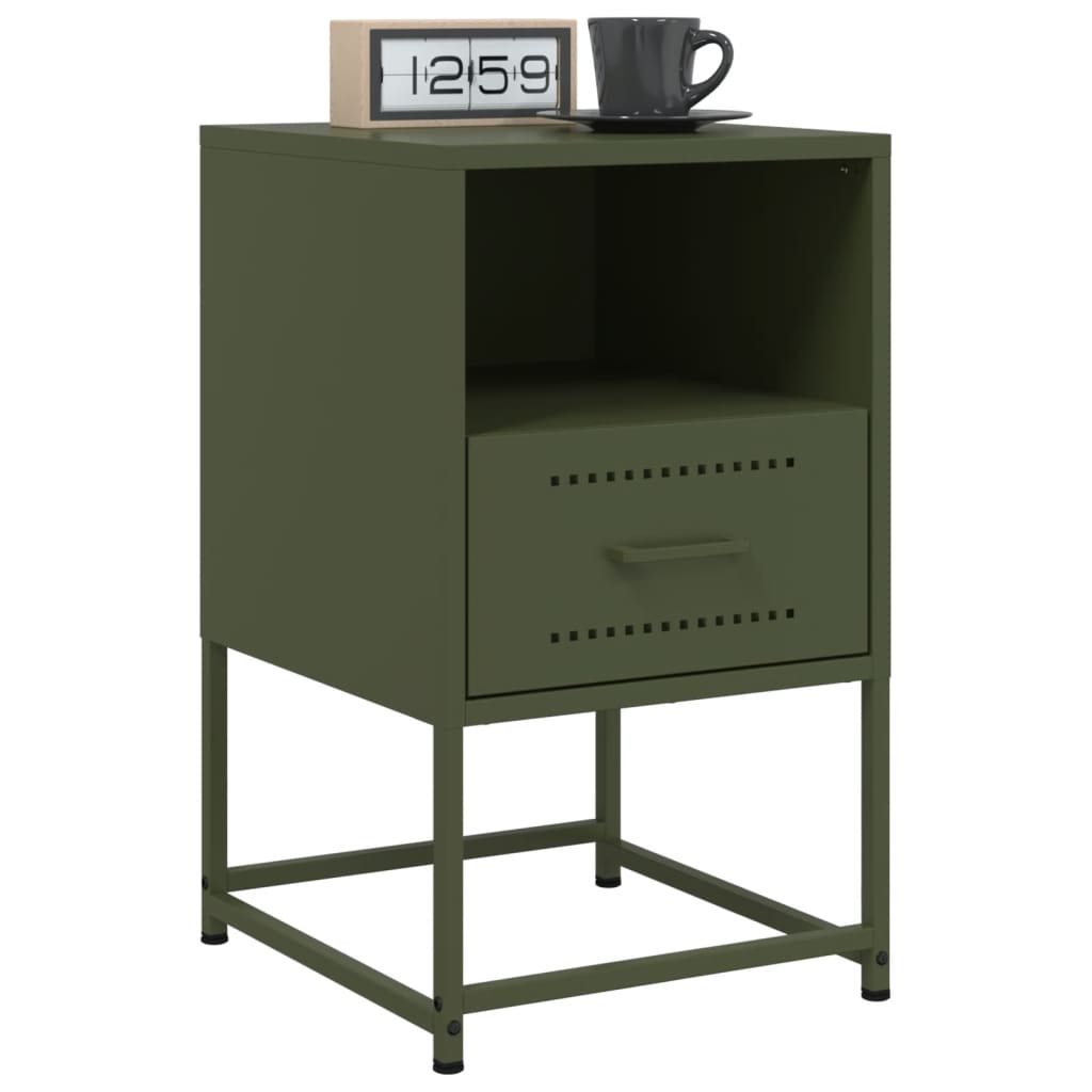 vidaXL Bedside Cabinet Olive Green 36x39x60.5 cm Steel 4