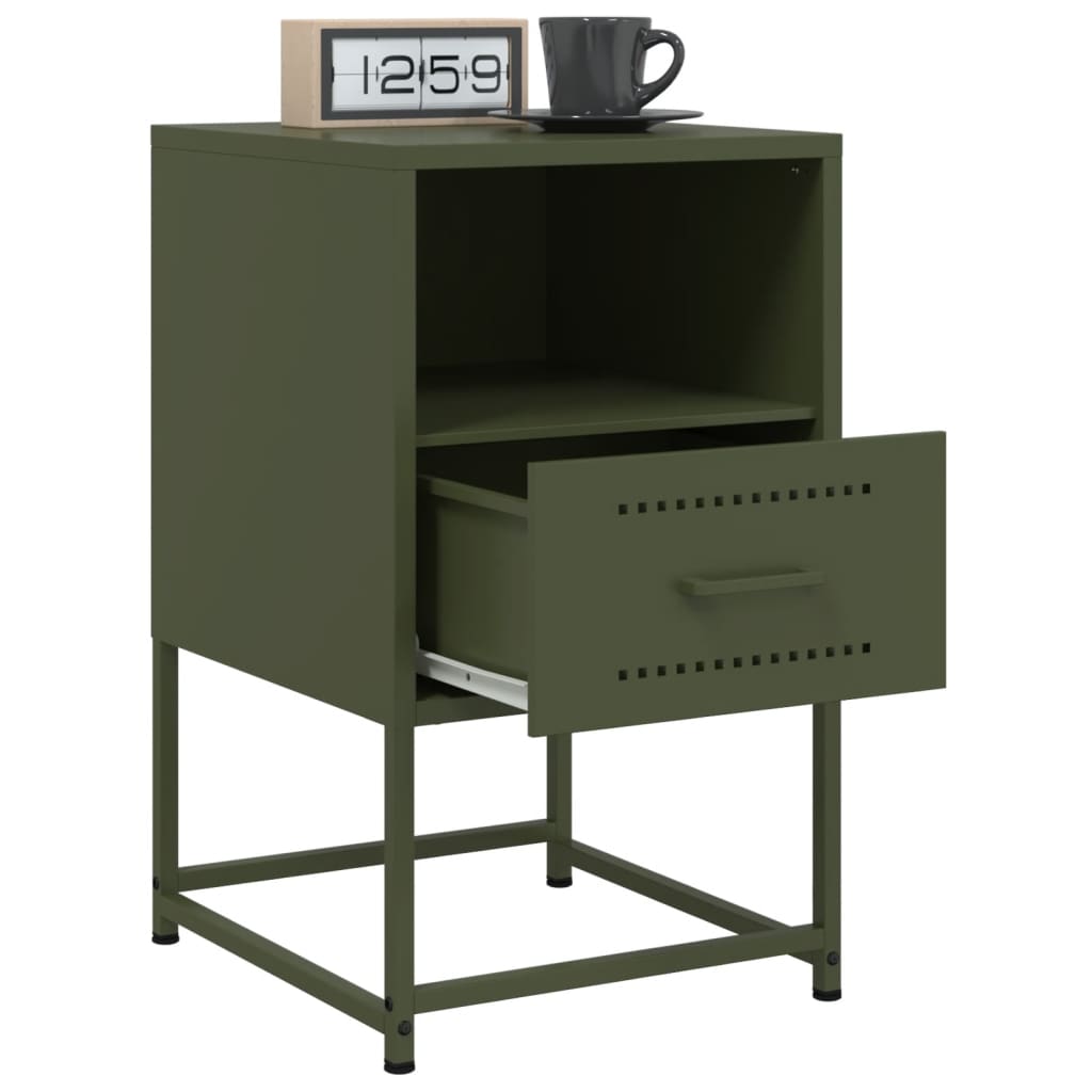 vidaXL Bedside Cabinet Olive Green 36x39x60.5 cm Steel 5