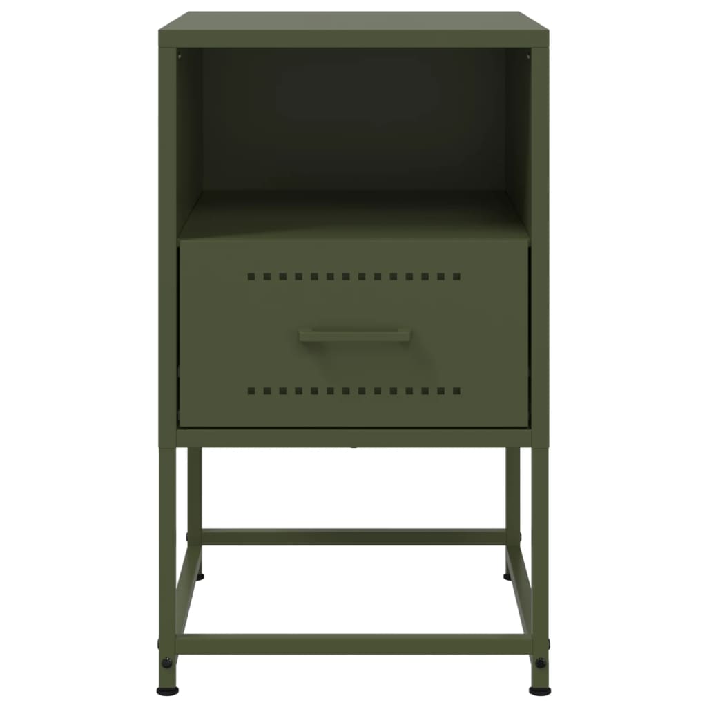 vidaXL Bedside Cabinet Olive Green 36x39x60.5 cm Steel 6