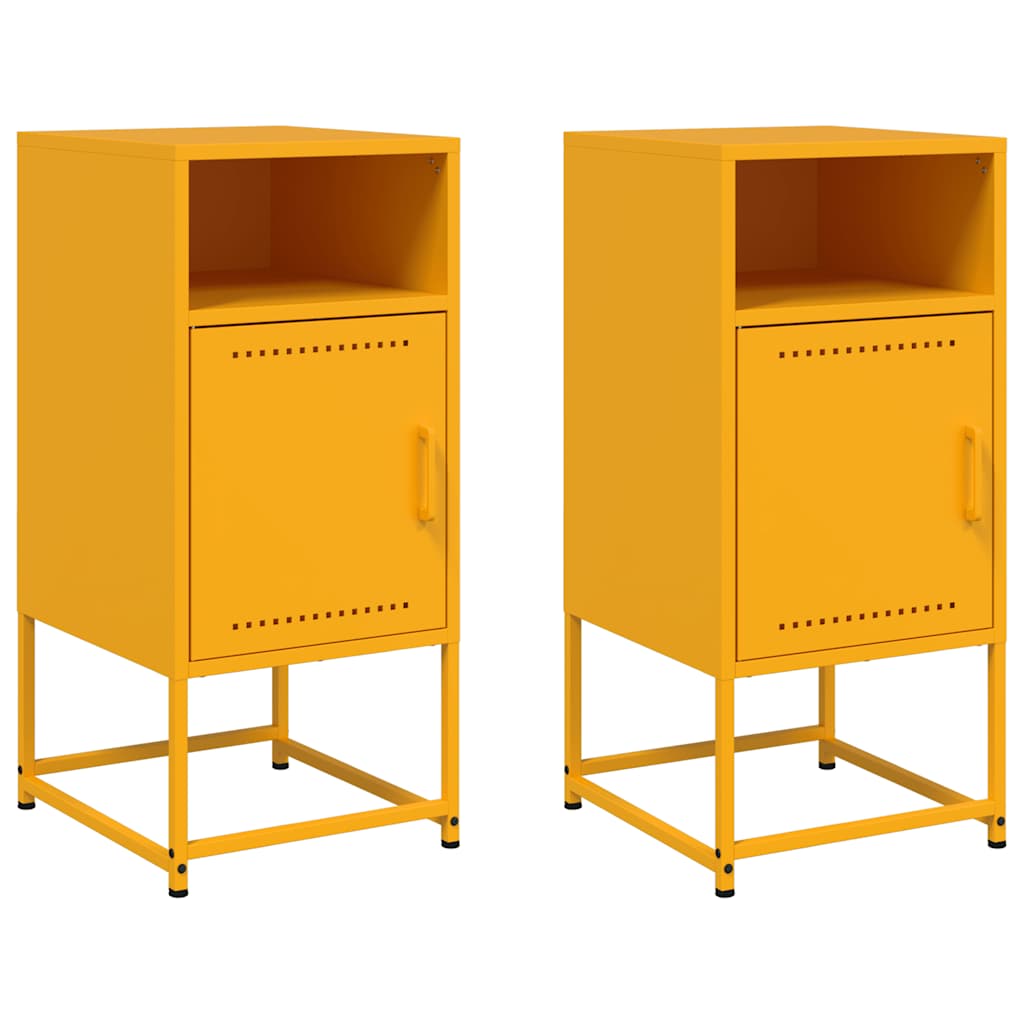 vidaXL Bedside Cabinets 2 pcs Mustard Yellow 36x39x78 cm Steel 2