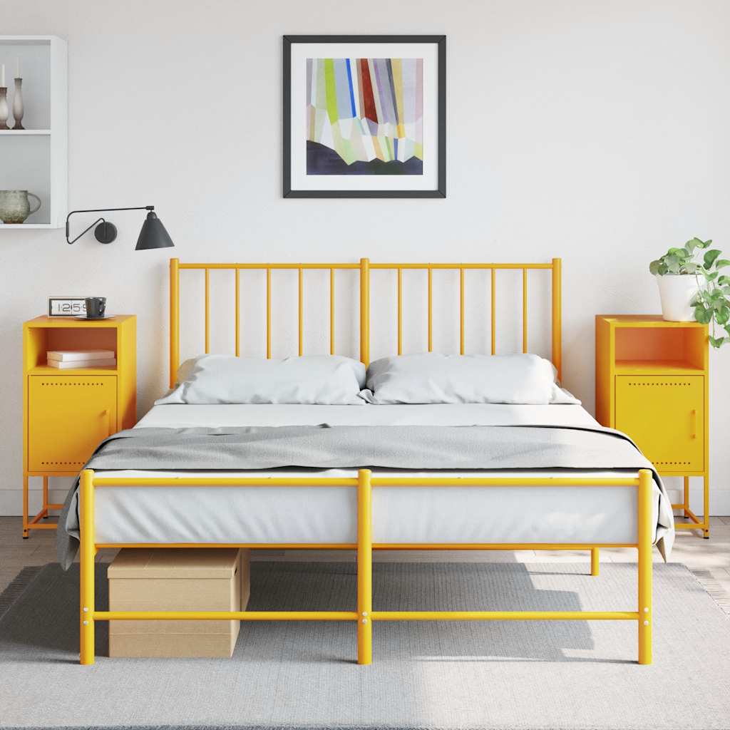 vidaXL Bedside Cabinets 2 pcs Mustard Yellow 36x39x78 cm Steel 1
