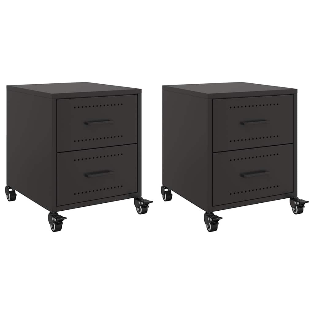 vidaXL Bedside Cabinets 2 pcs Black 36x39x43.5 cm Steel 2