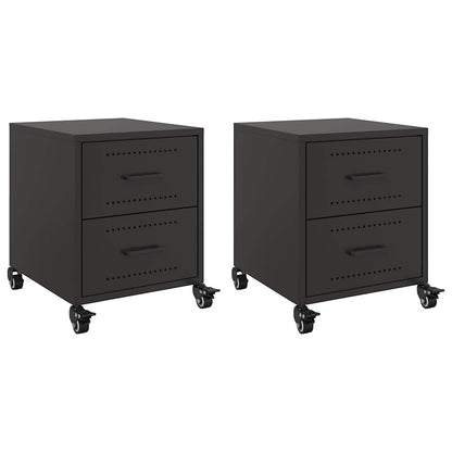 vidaXL Bedside Cabinets 2 pcs Black 36x39x43.5 cm Steel 2