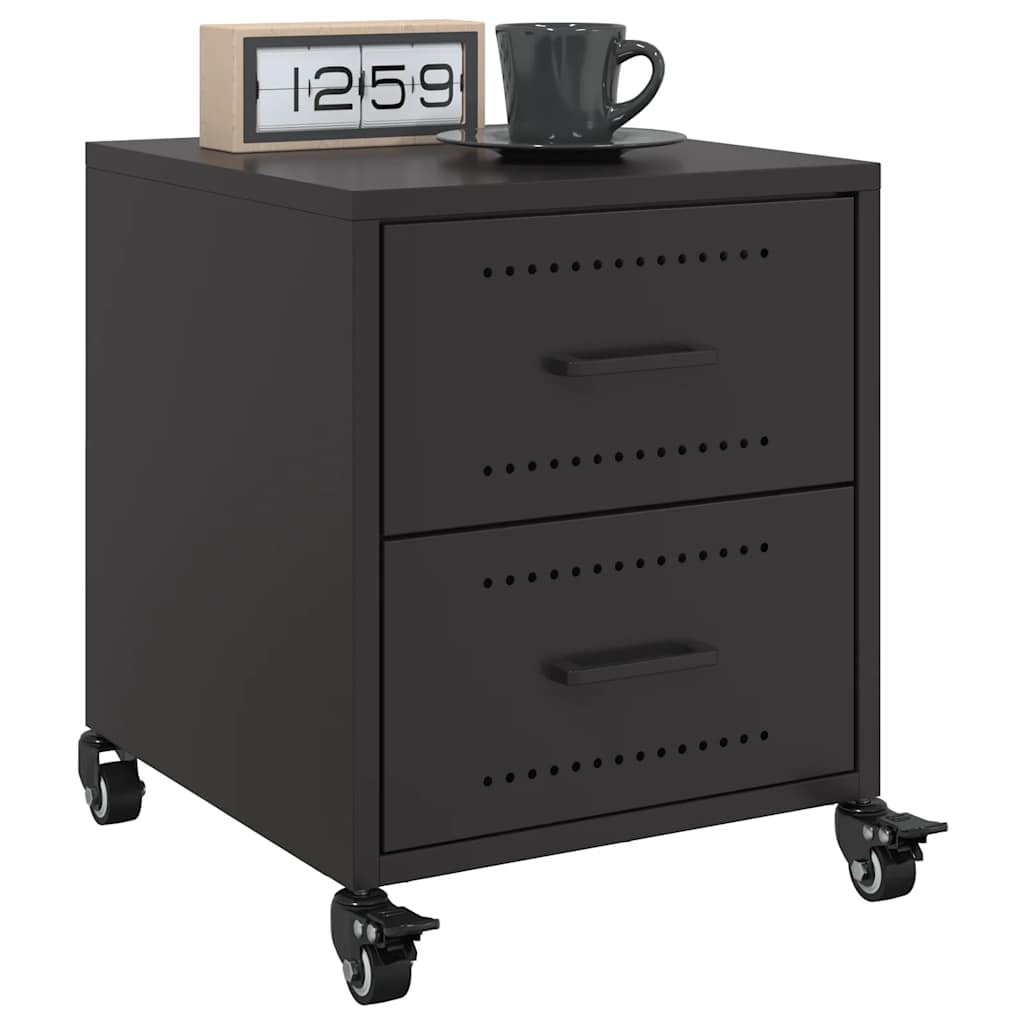 vidaXL Bedside Cabinets 2 pcs Black 36x39x43.5 cm Steel 1