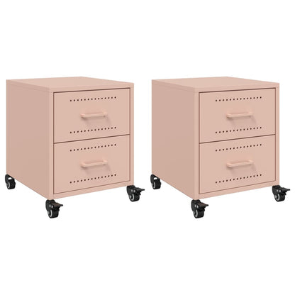 vidaXL Bedside Cabinets 2 pcs Pink 36x39x43.5 cm Steel 2