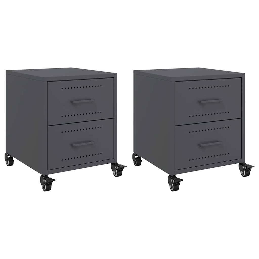 vidaXL Bedside Cabinets 2 pcs Anthracite 36x39x43.5 cm Steel 2