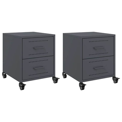 vidaXL Bedside Cabinets 2 pcs Anthracite 36x39x43.5 cm Steel 2