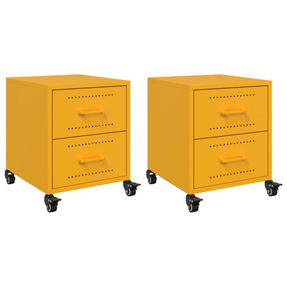 vidaXL Bedside Cabinets 2 pcs Mustard Yellow 36x39x43.5 cm Steel 2