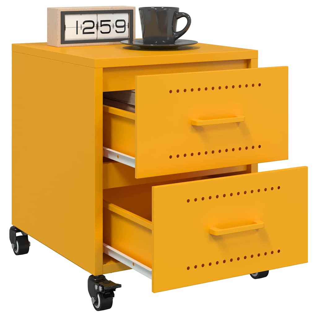 vidaXL Bedside Cabinets 2 pcs Mustard Yellow 36x39x43.5 cm Steel 4