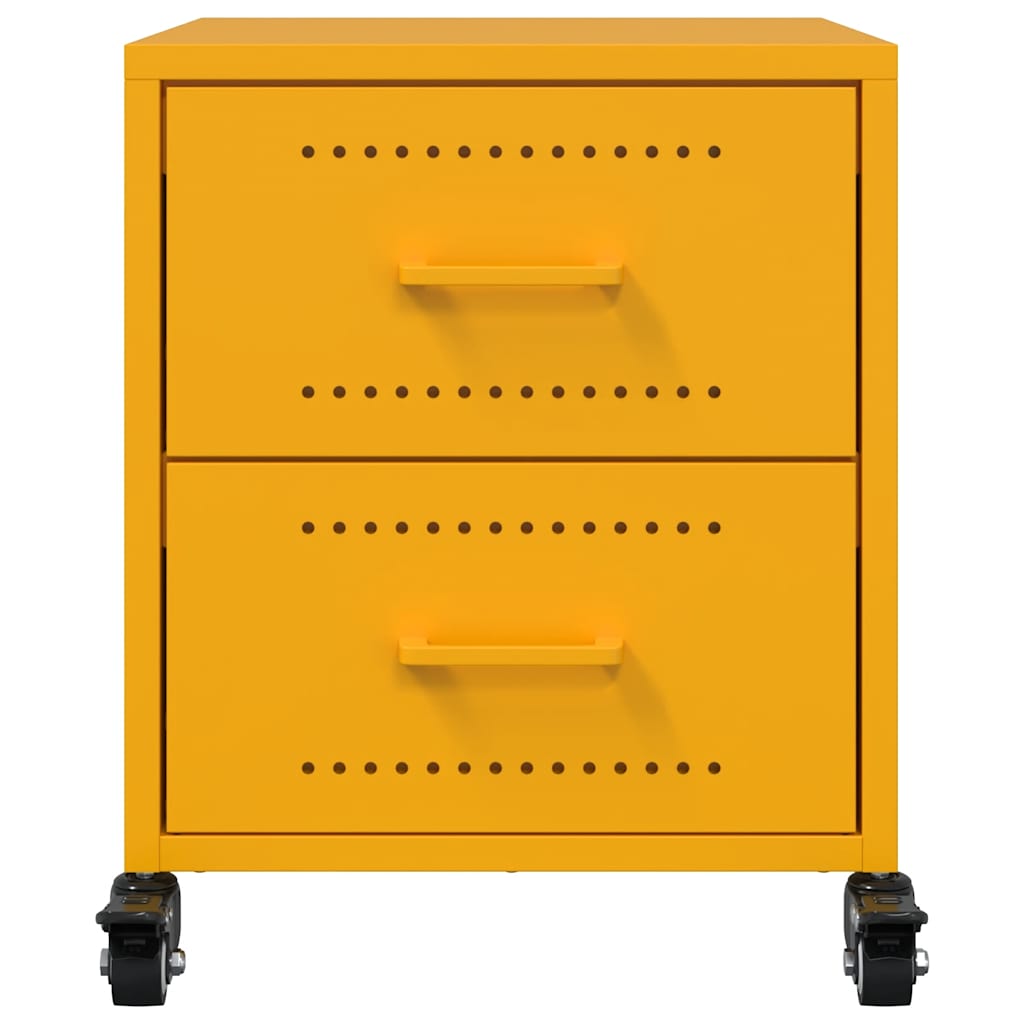 vidaXL Bedside Cabinets 2 pcs Mustard Yellow 36x39x43.5 cm Steel 5
