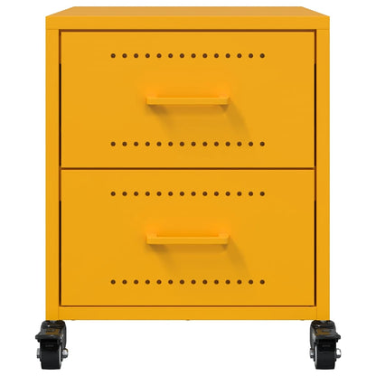 vidaXL Bedside Cabinets 2 pcs Mustard Yellow 36x39x43.5 cm Steel 5