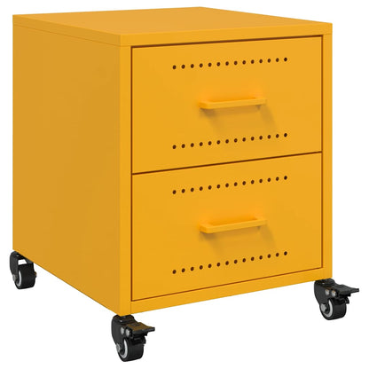vidaXL Bedside Cabinets 2 pcs Mustard Yellow 36x39x43.5 cm Steel 6