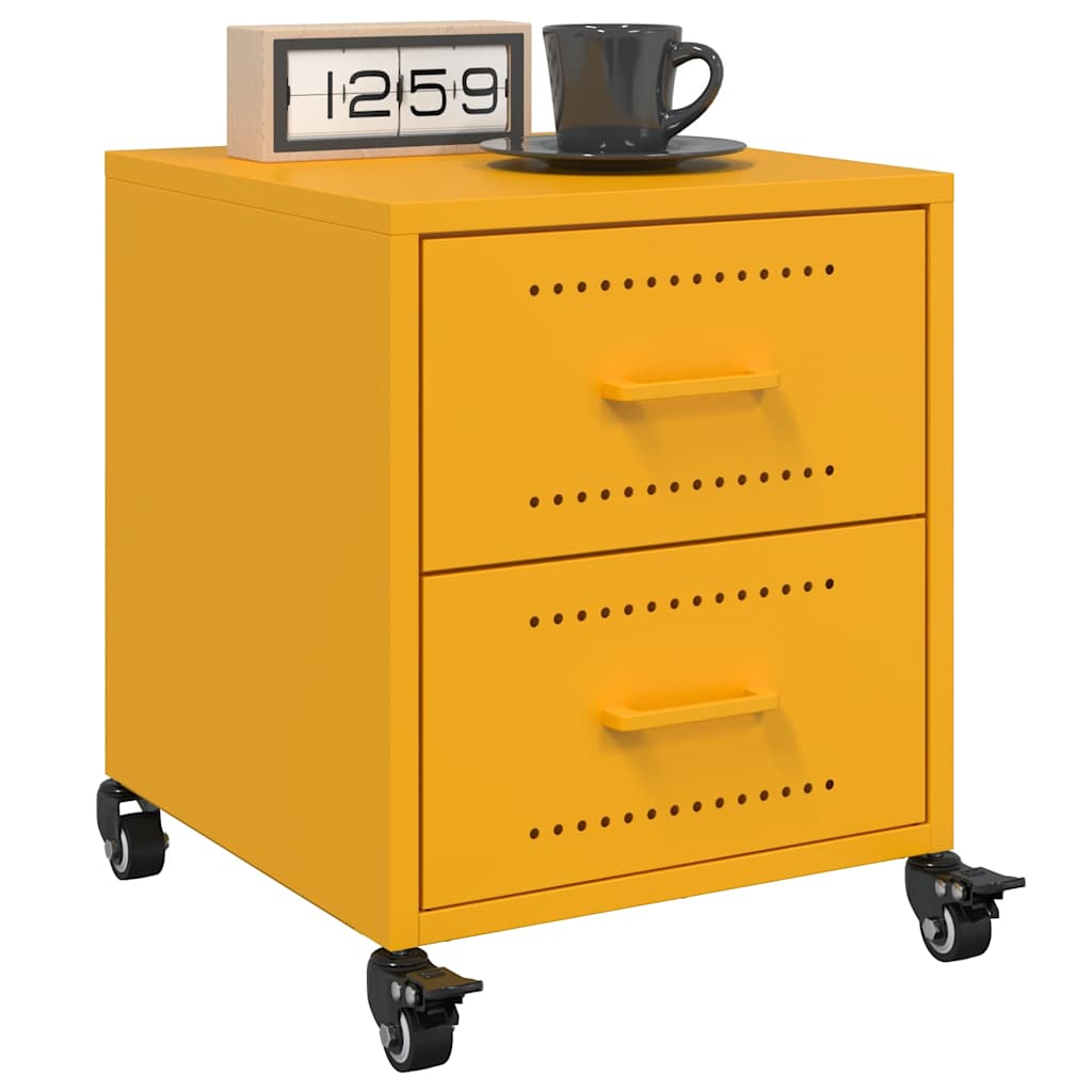 vidaXL Bedside Cabinets 2 pcs Mustard Yellow 36x39x43.5 cm Steel 1
