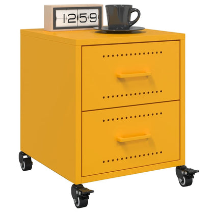 vidaXL Bedside Cabinets 2 pcs Mustard Yellow 36x39x43.5 cm Steel 1