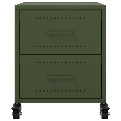 vidaXL Bedside Cabinets 2 pcs Olive Green 36x39x43.5 cm Steel 5
