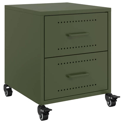 vidaXL Bedside Cabinets 2 pcs Olive Green 36x39x43.5 cm Steel 6