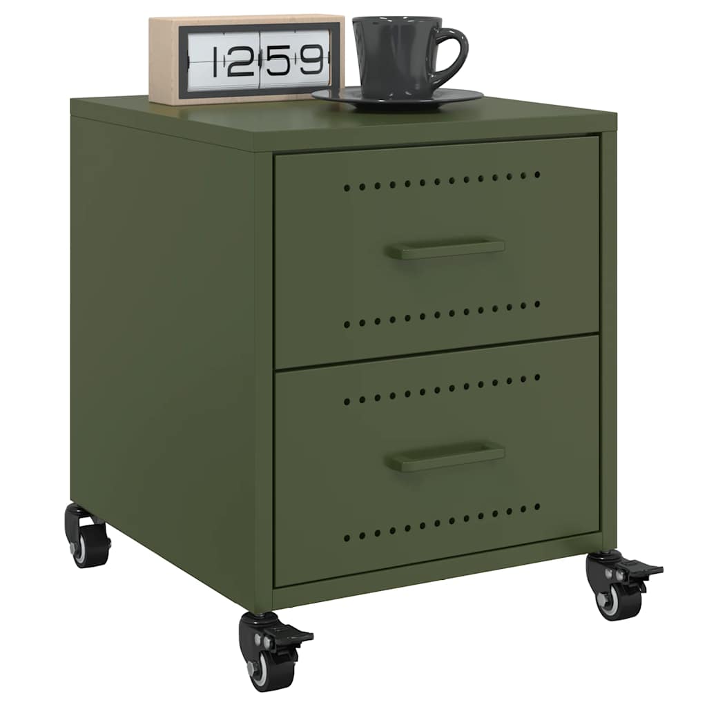 vidaXL Bedside Cabinets 2 pcs Olive Green 36x39x43.5 cm Steel 1