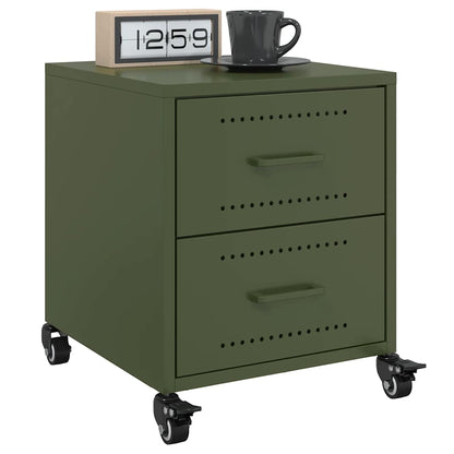 vidaXL Bedside Cabinets 2 pcs Olive Green 36x39x43.5 cm Steel 1