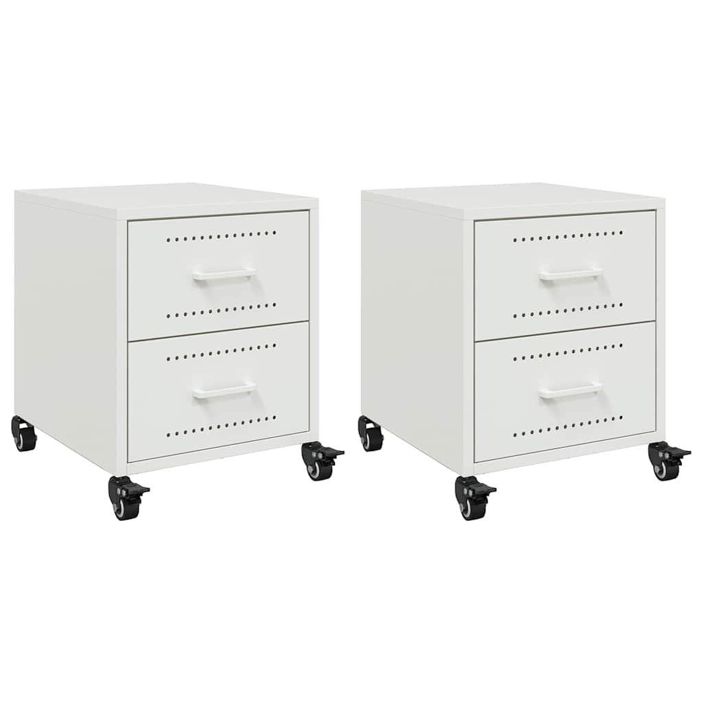 vidaXL Bedside Cabinets 2 pcs White 36x39x43.5 cm Steel 2