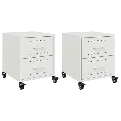 vidaXL Bedside Cabinets 2 pcs White 36x39x43.5 cm Steel 2