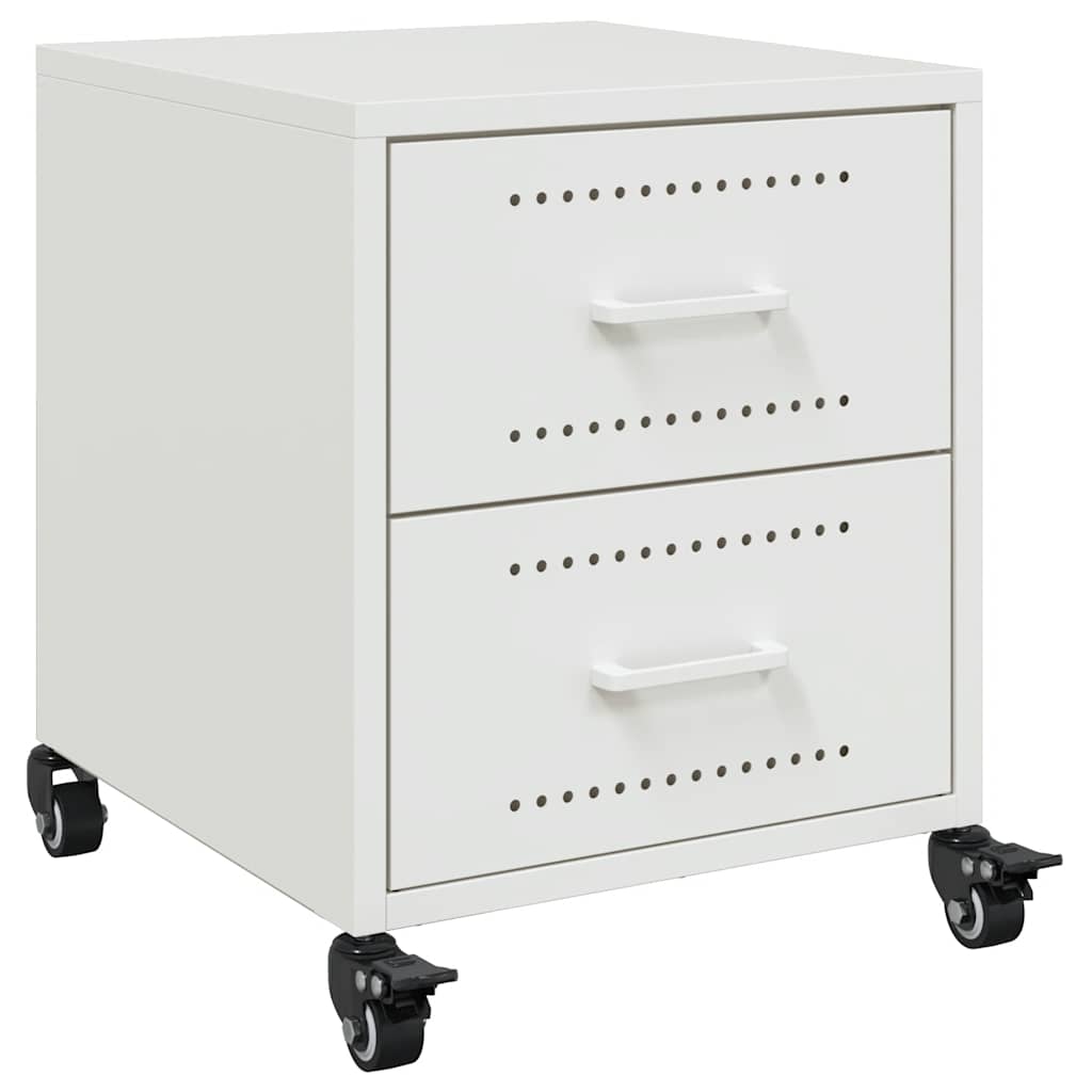 vidaXL Bedside Cabinets 2 pcs White 36x39x43.5 cm Steel 5