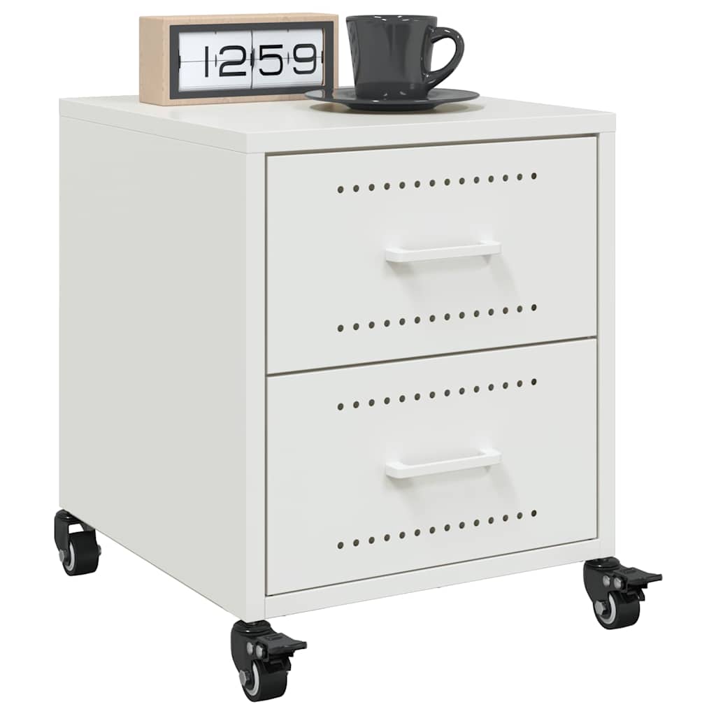 vidaXL Bedside Cabinets 2 pcs White 36x39x43.5 cm Steel 1